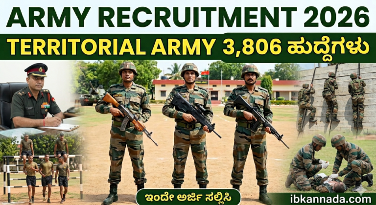 erritorial Army Recruitment 2026 3806 ಹುದ್ದೆಗಳ ಮಾಹಿತಿ ಕನ್ನಡದಲ್ಲಿ